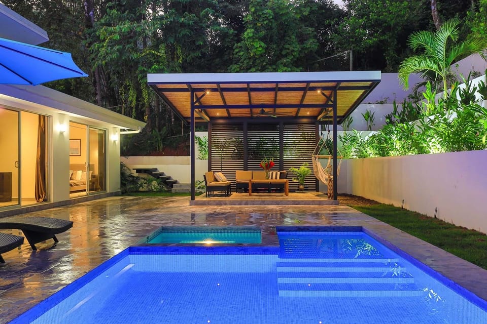Pool and Rancho at dusk.