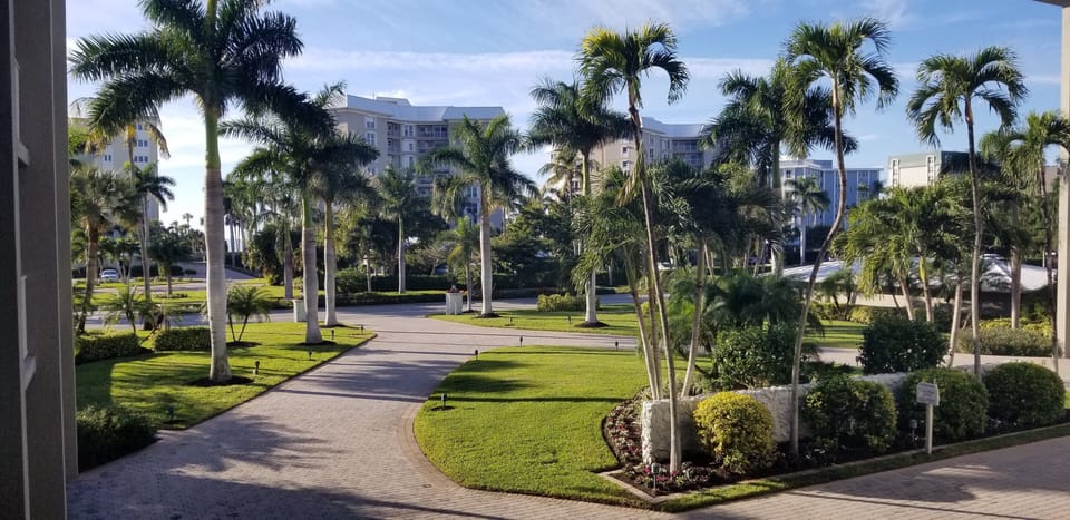 View from the breezeway steps from the elevator