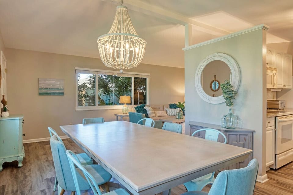 Dining table comfortably seats 10 for memorable meals & game nights!