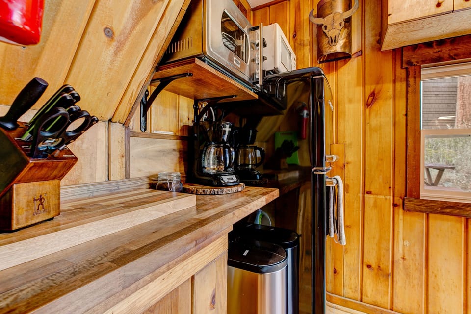 Organic coffee (provided) and a drip coffee maker are perfect in the morning.