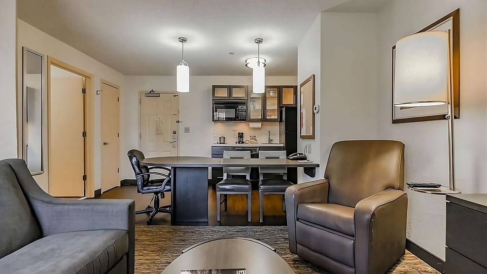 Spacious living area + kitchen and dining