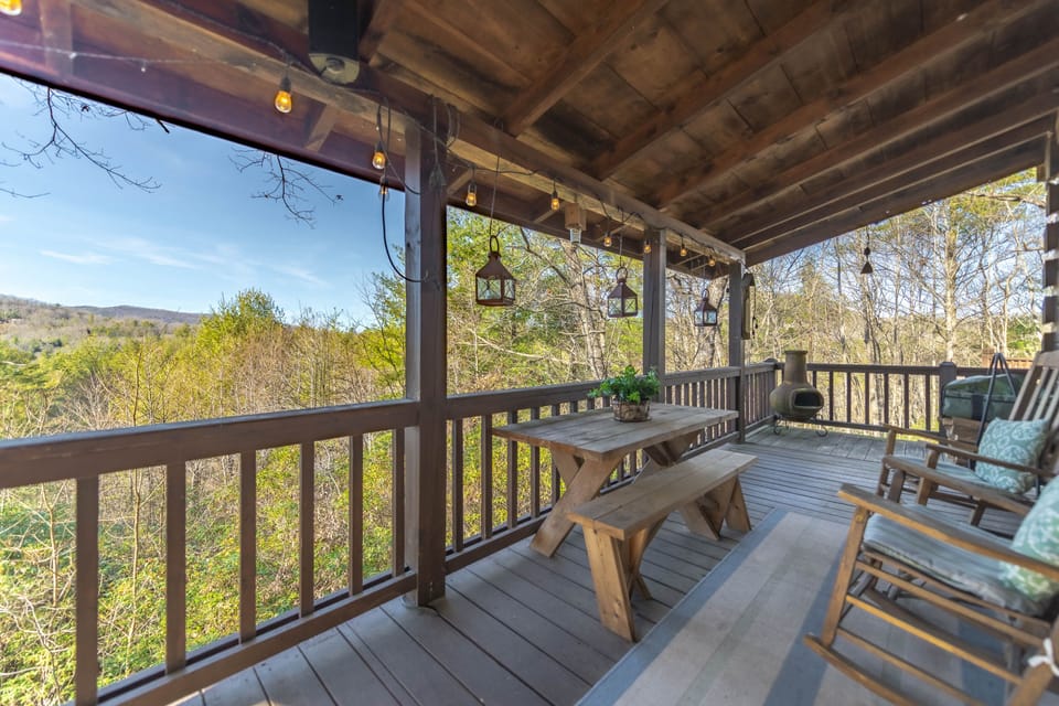 Porch with gorgeous long-range views and new Weber gas grill