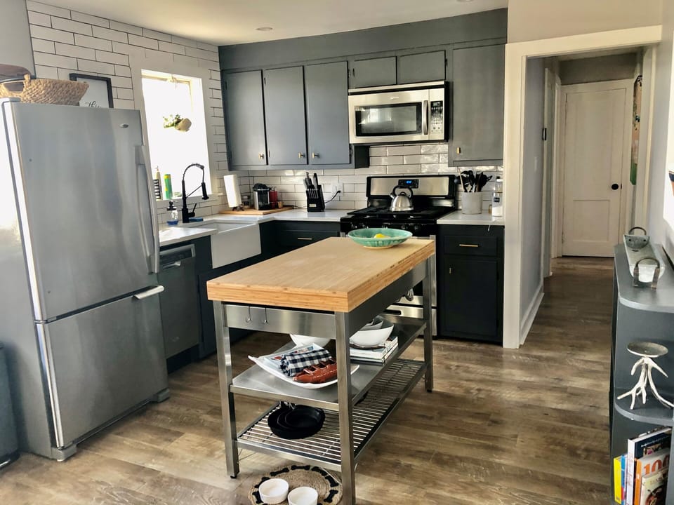 Kitchen with view to hallway to bedrooms