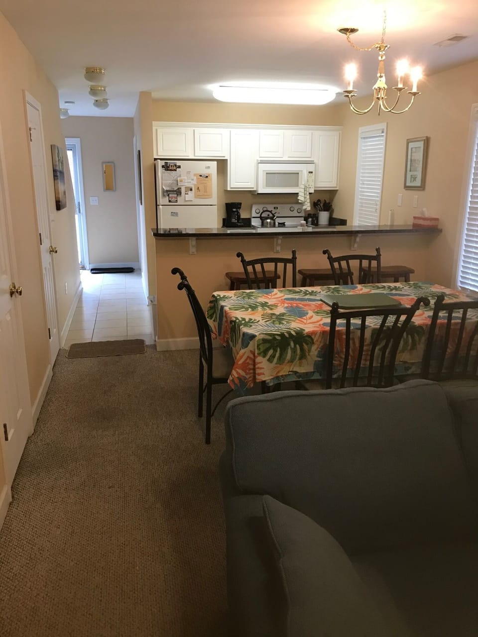 Spacious, bright dining room and kitchen.