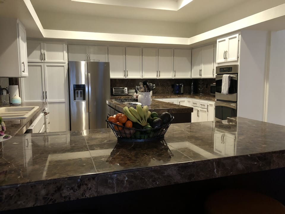 Seated counter overlooking kitchen