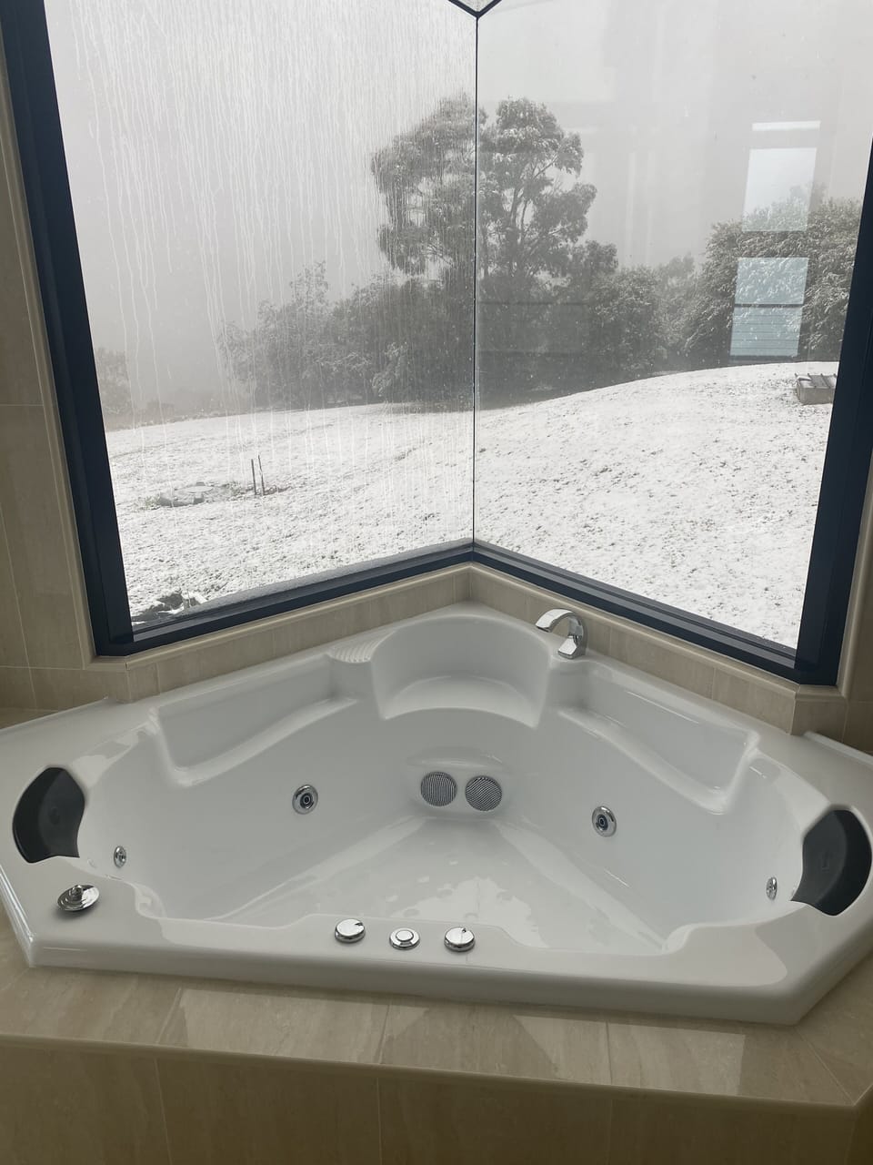 Snow fall shots around the property in July from the ensuite 