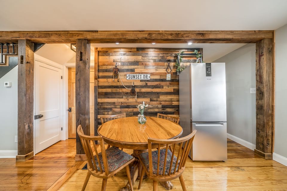 Dining room and hall bathroom.