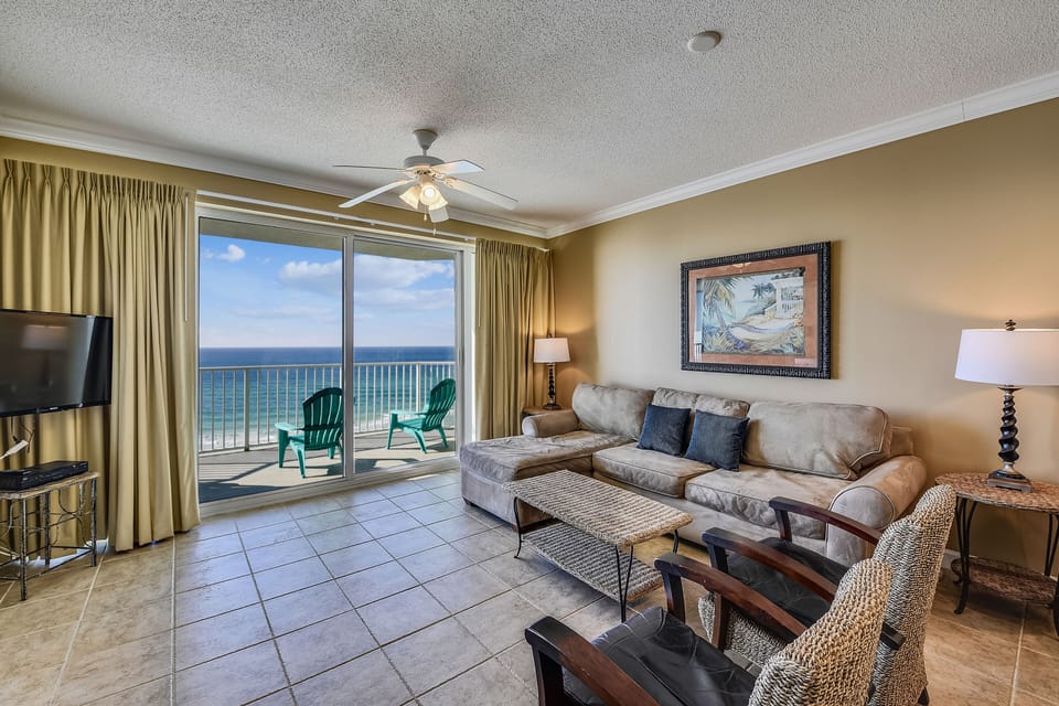 Gulf Front Living Room with Sleeper Sofa