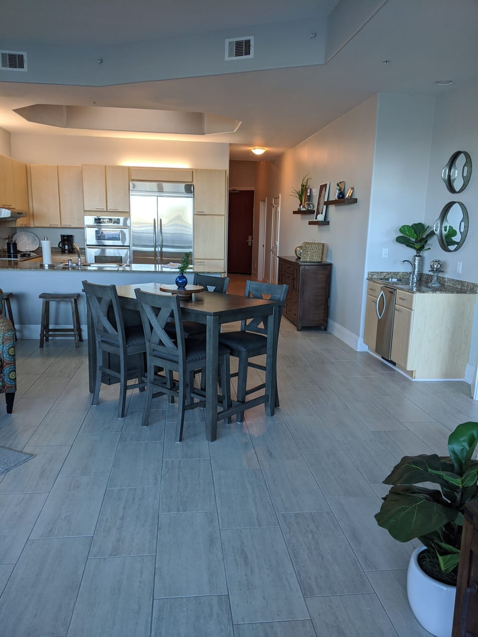 View from living area to front door.