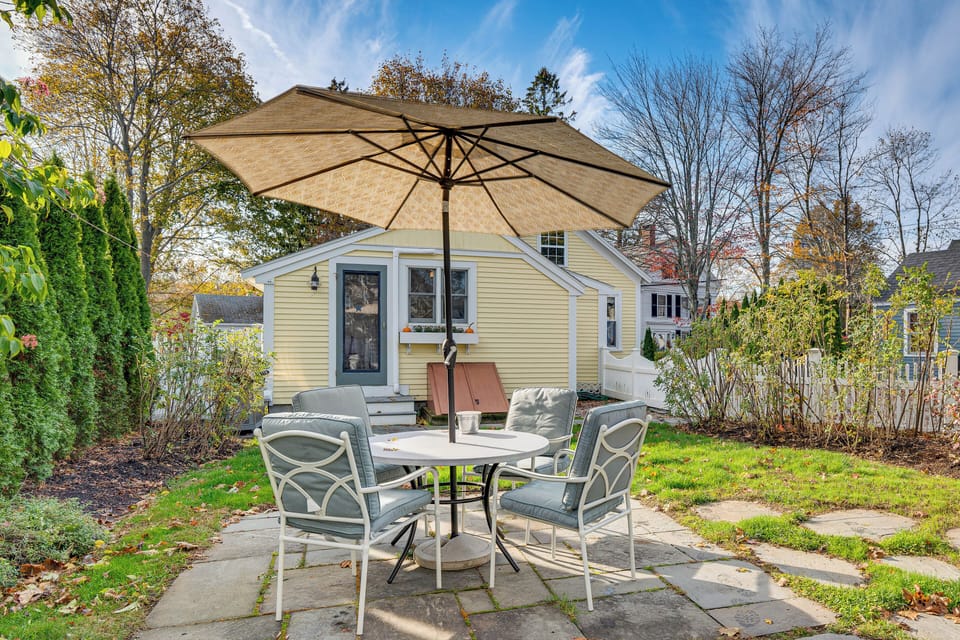 Private PatioKennebunk Vacation Rental | 2BR | 2BA | 3 Steps Required for Entry