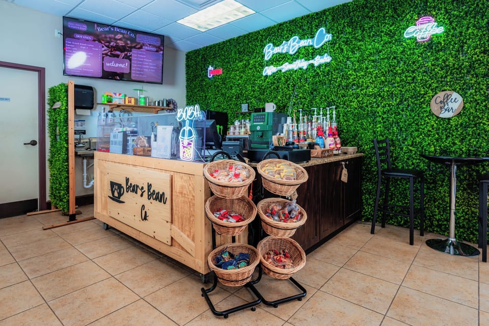 Sip fresh coffee at the stylish café counter and relax.