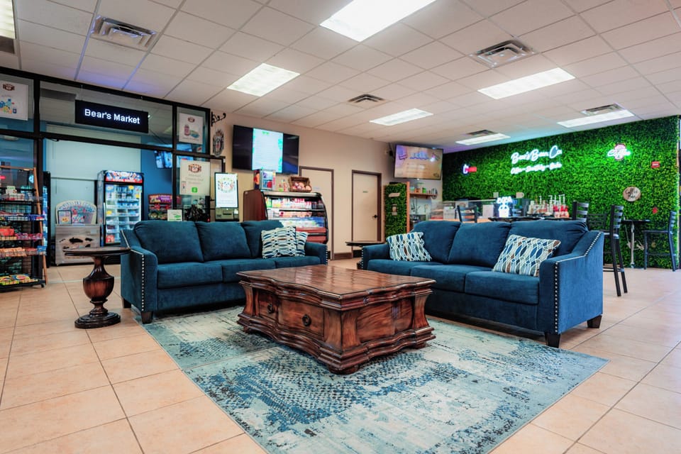 Settle into plush sofas and lounge after a day out.