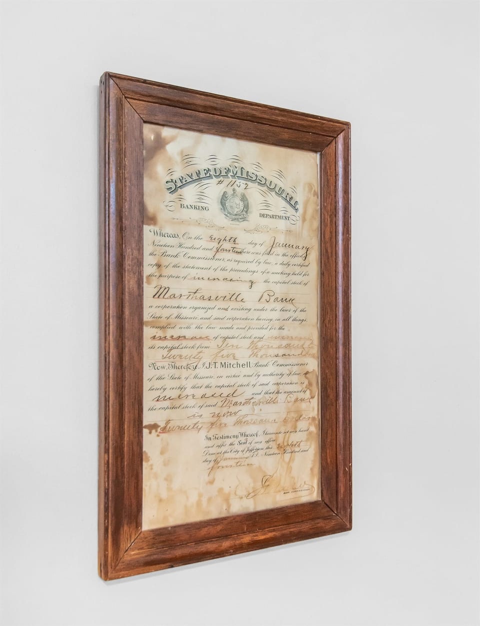 Original signed bank document