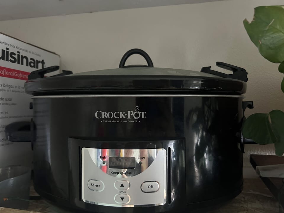 Crockpot available for fall/winter meals.