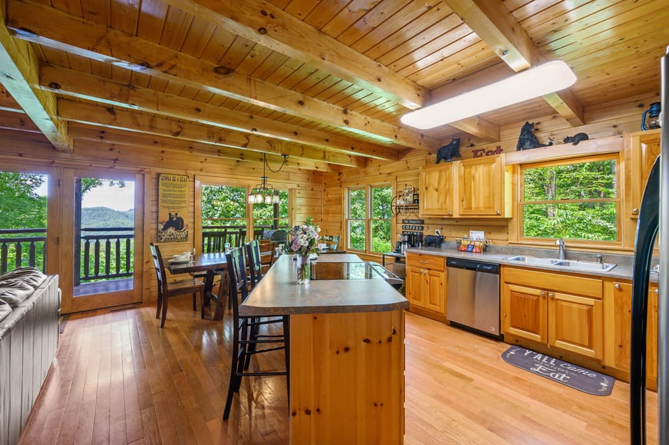Fully stocked kitchen with ample space to prep and be delighted by the views.