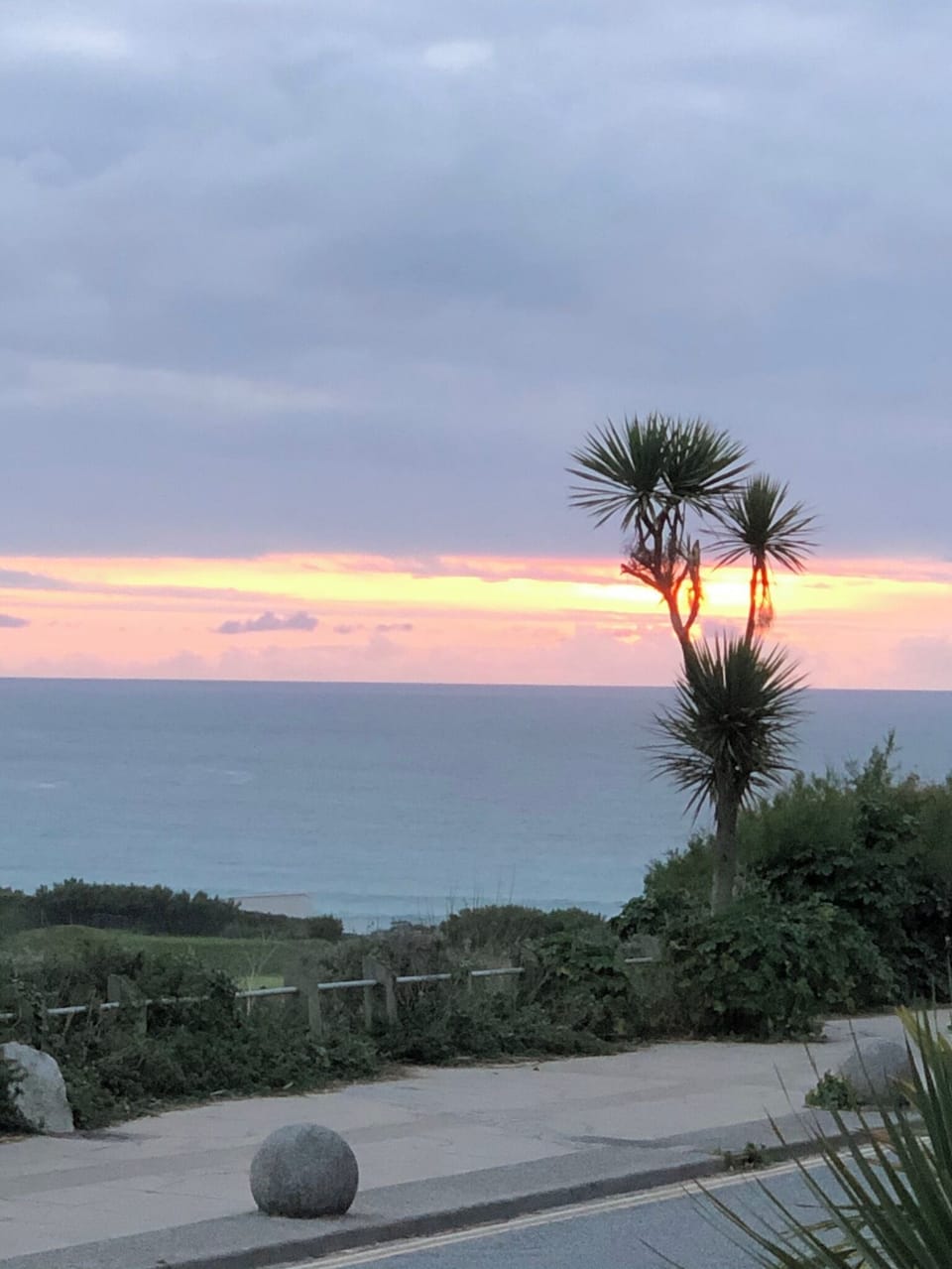 Actual view from the patio - across Newquay golf course down to the Atlantic.