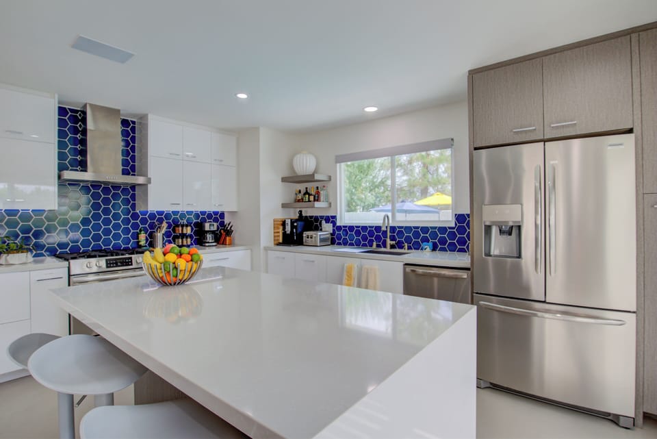 Spacious kitchen with top of the line appliances.