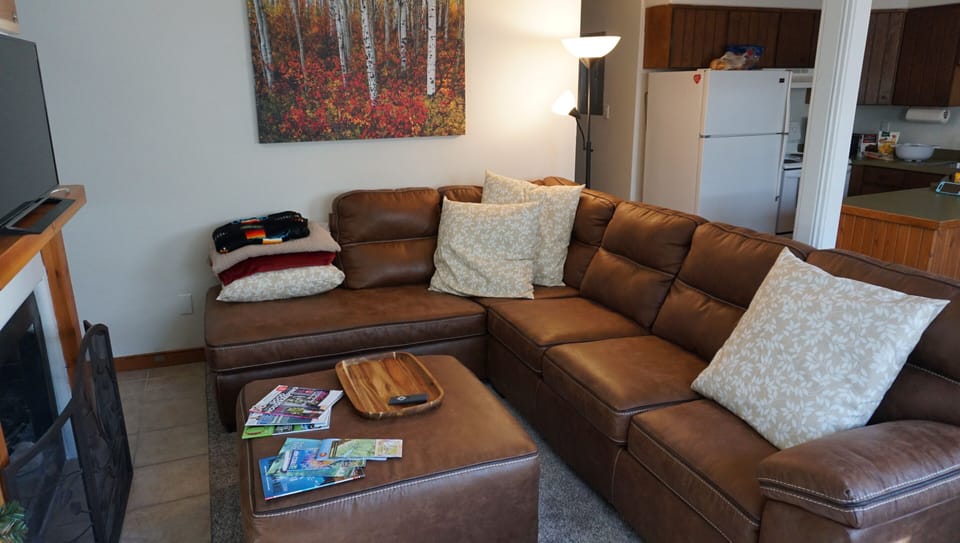 Living Room 
- w/Queen Hide a bed in couch. Several streaming services on TV.