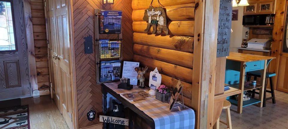 Welcome table and Travel guides (On main level) first level