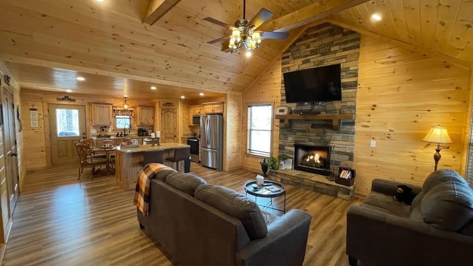 Cozy up tonight and watch a movie by the fire!  #cabinrental #coosawattee 