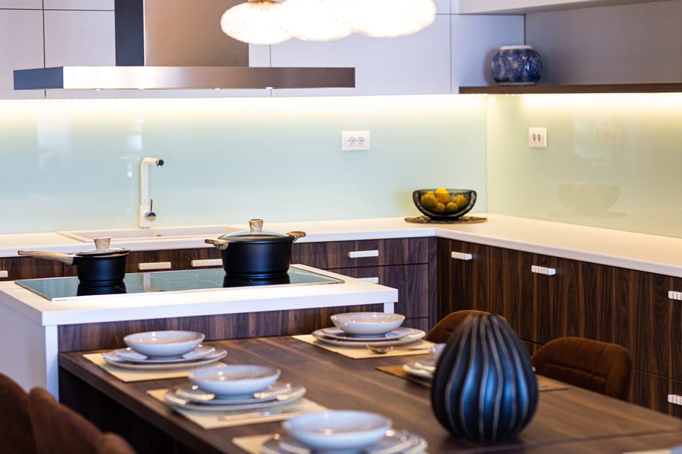 Large indoor dining area for 12 guests