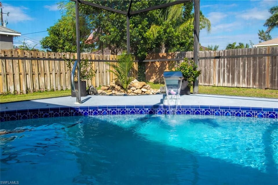 Enjoy the soothing sound of the water feature while soaking up the sun!