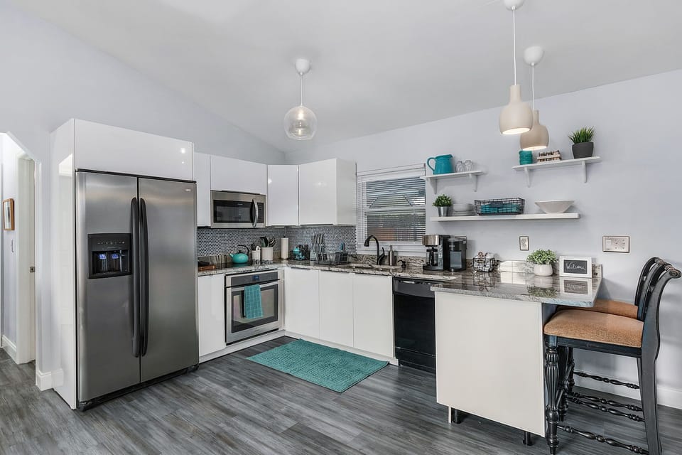 The kitchen has everything you need to cook a special meal
