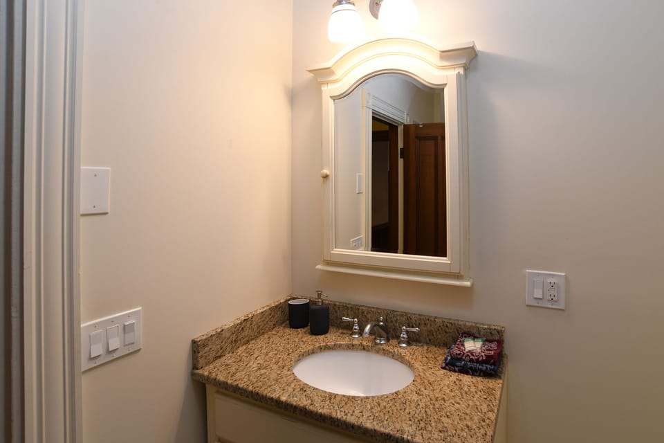 Renovated bathroom with tub