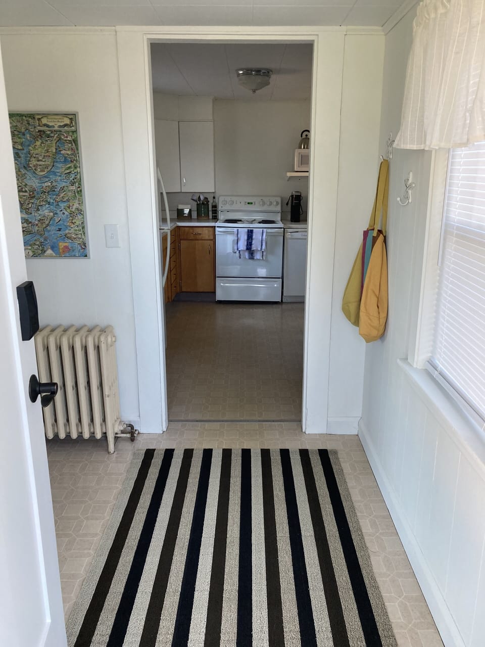 View from the entryway into kitchen