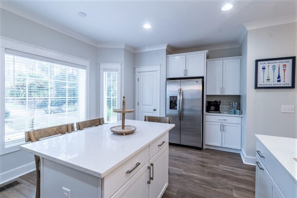 Full size Refrigerator, pantry, and coffee bar