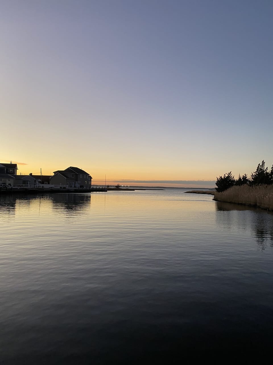 Sunset over the bay just a block from the house, right next to the kids park