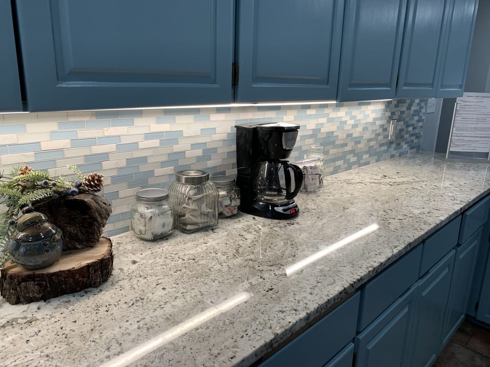 Large counter space for food prep. 