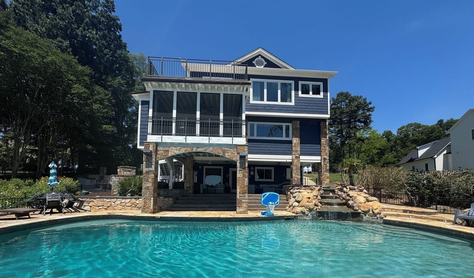 View from lake- enjoy the pool