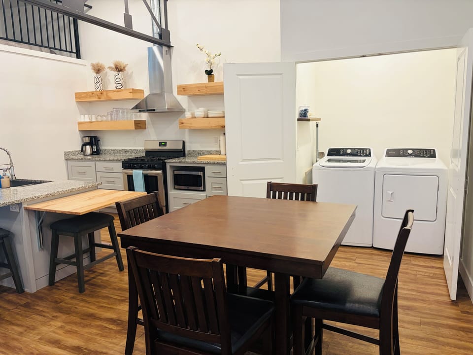 private laundry & kitchen. we provide laundry pods and dryer sheets.