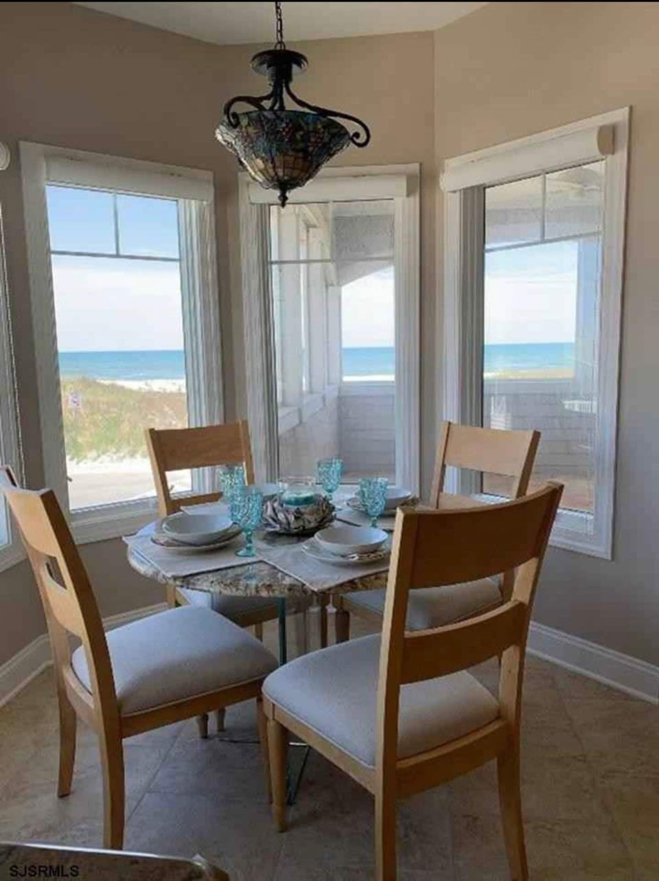 Kitchen nook looking out at the water 