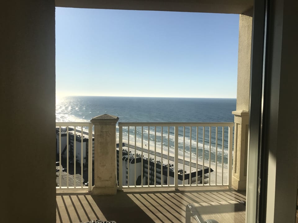 Endless gulf view from 21' balcony off living room  