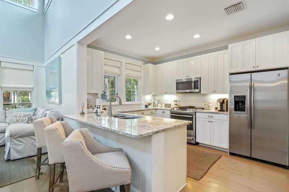 Kitchen with Bar Stool Seating for 3 Guests