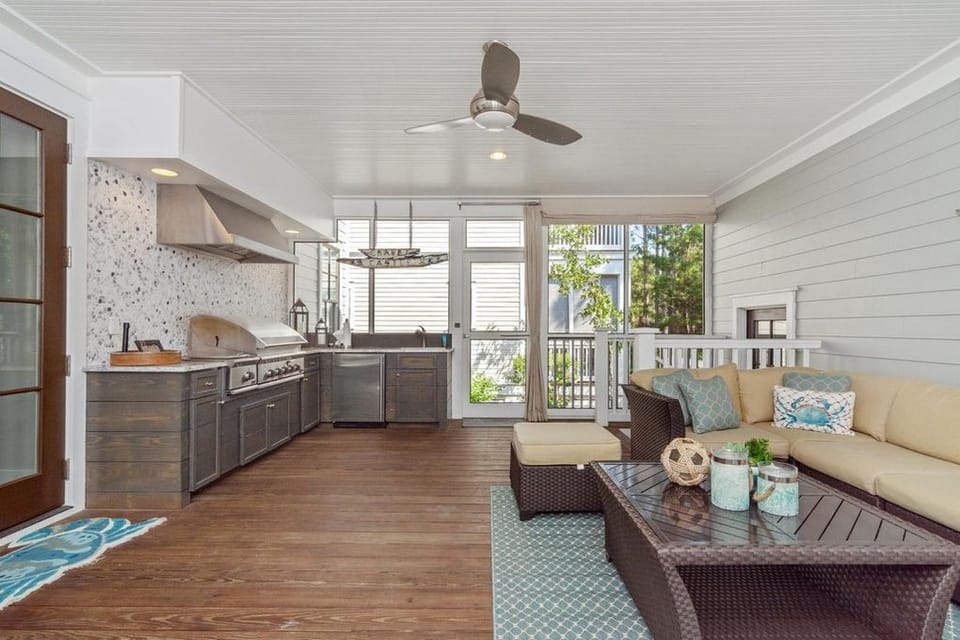 Screened-In Porch with Seating and Summer Kitchen