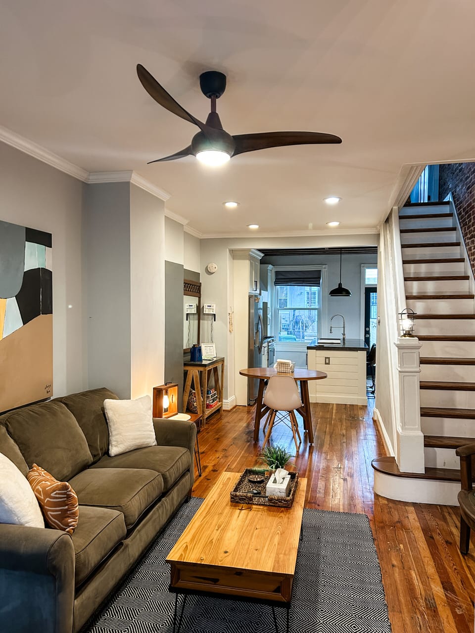 Open concept home with living room, dining room and kitchen