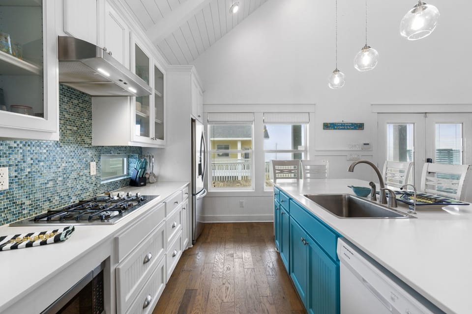 Enjoy gas cooking and deep, single-basin sink