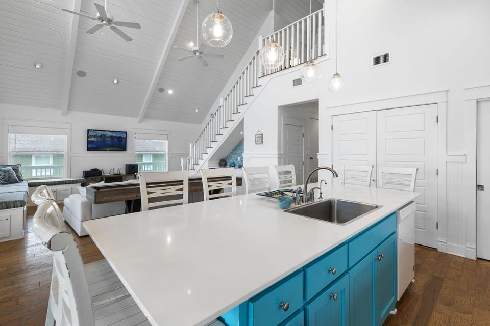 Plenty of eating space at this giant kitchen island