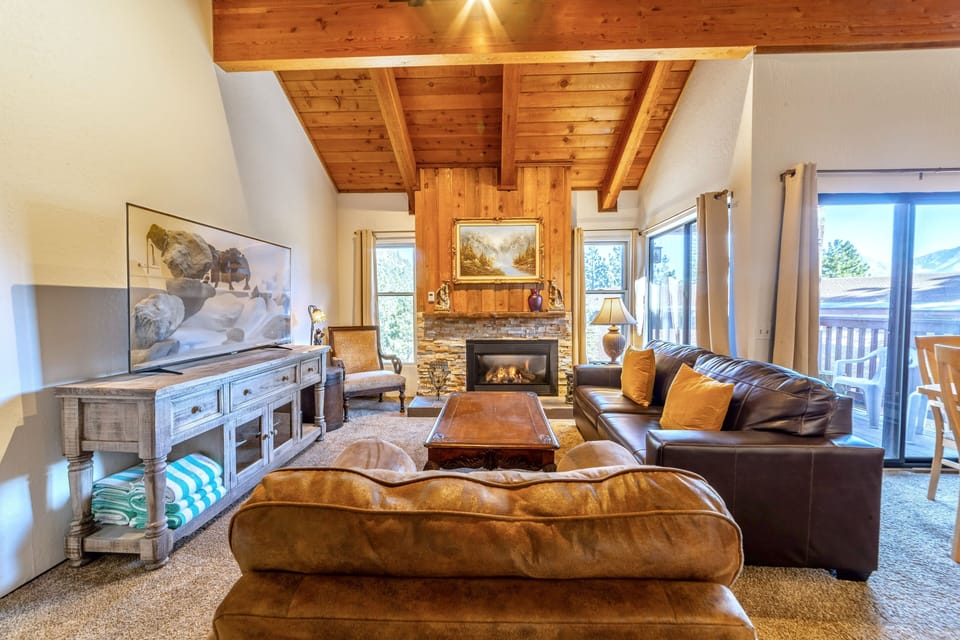 Living room has new furniture, and comfortable pull-out sleeper sofa.
