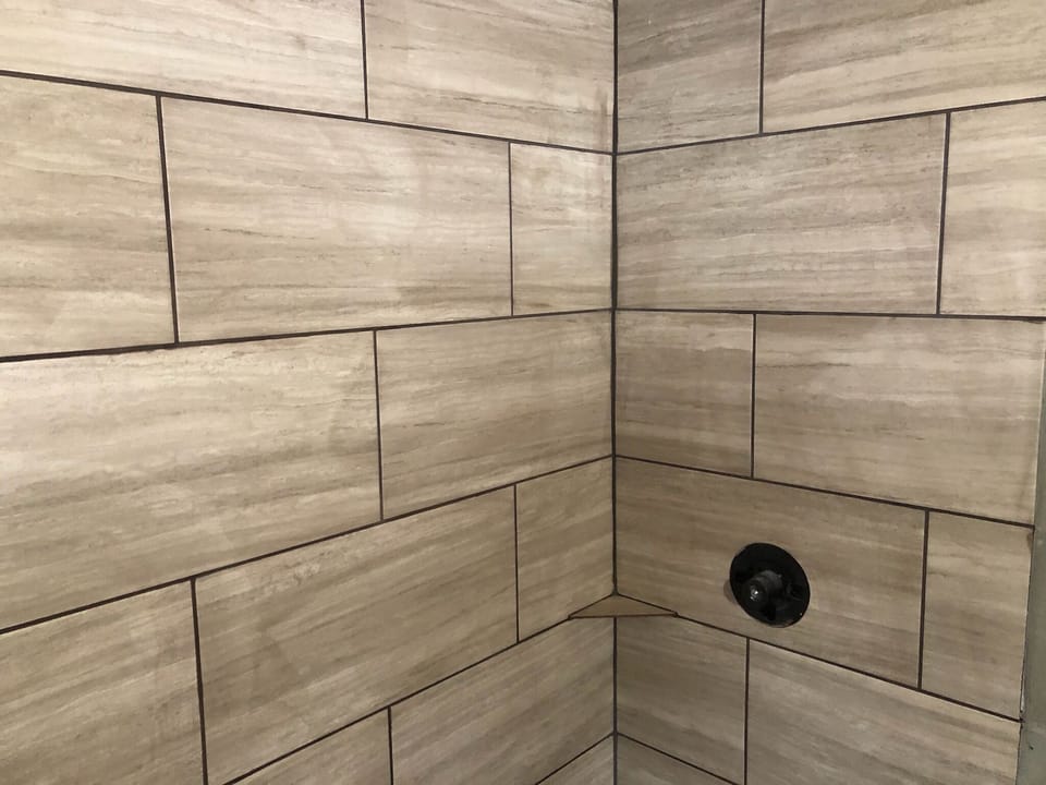 Shower will look like this when complete with glass door