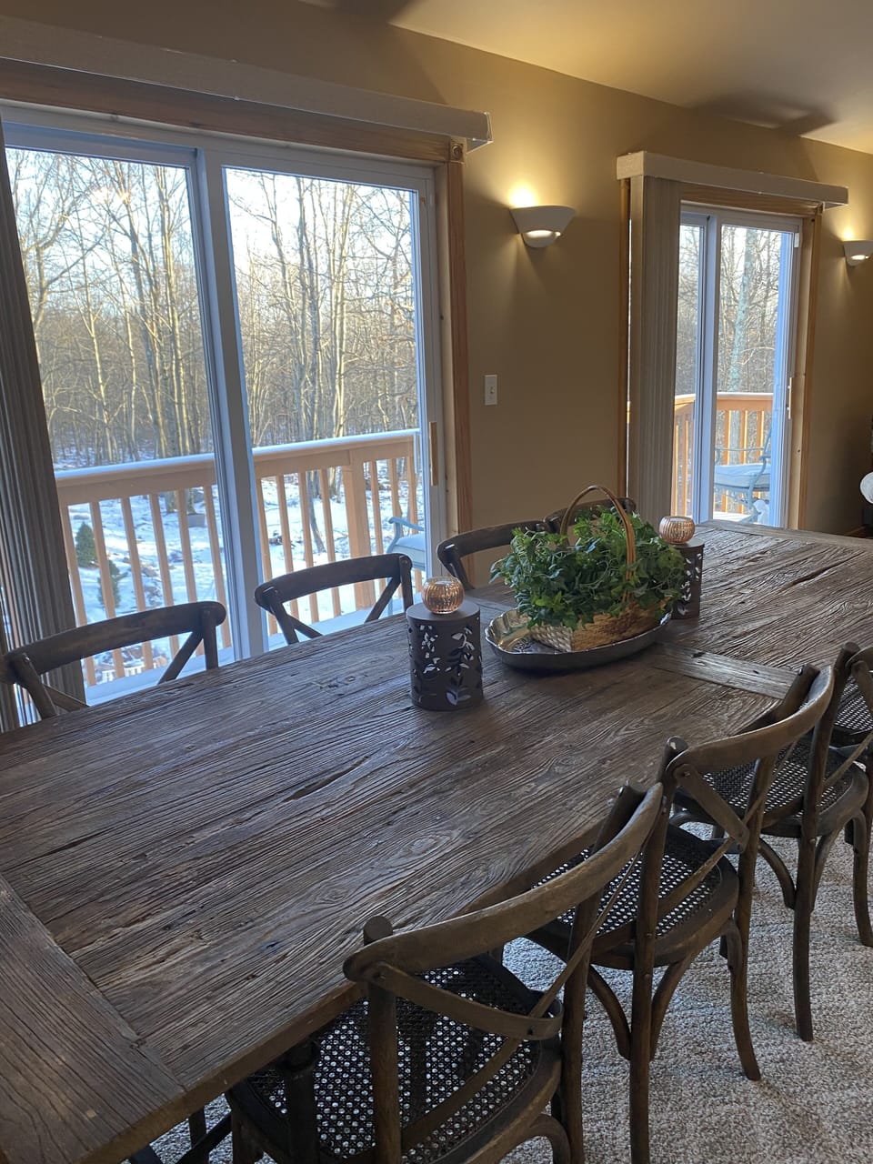 family room with decks to front and rear yards