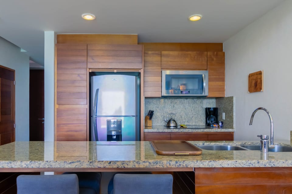Fully equipped kitchen stocked with pantry basics