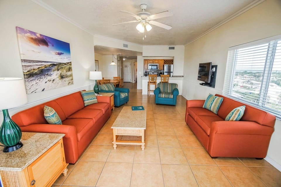 Large living and separate dining area. Sleeper sofa for two available in living room. Large dining table off the kitchen