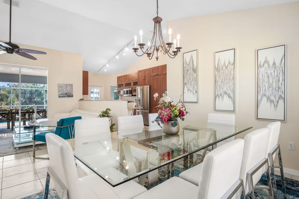 Open space living room and dining area