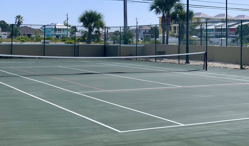 FRee tennis courts by appointment.