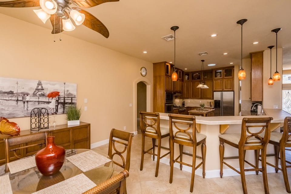 Plenty of bar and dining seating for entertaining