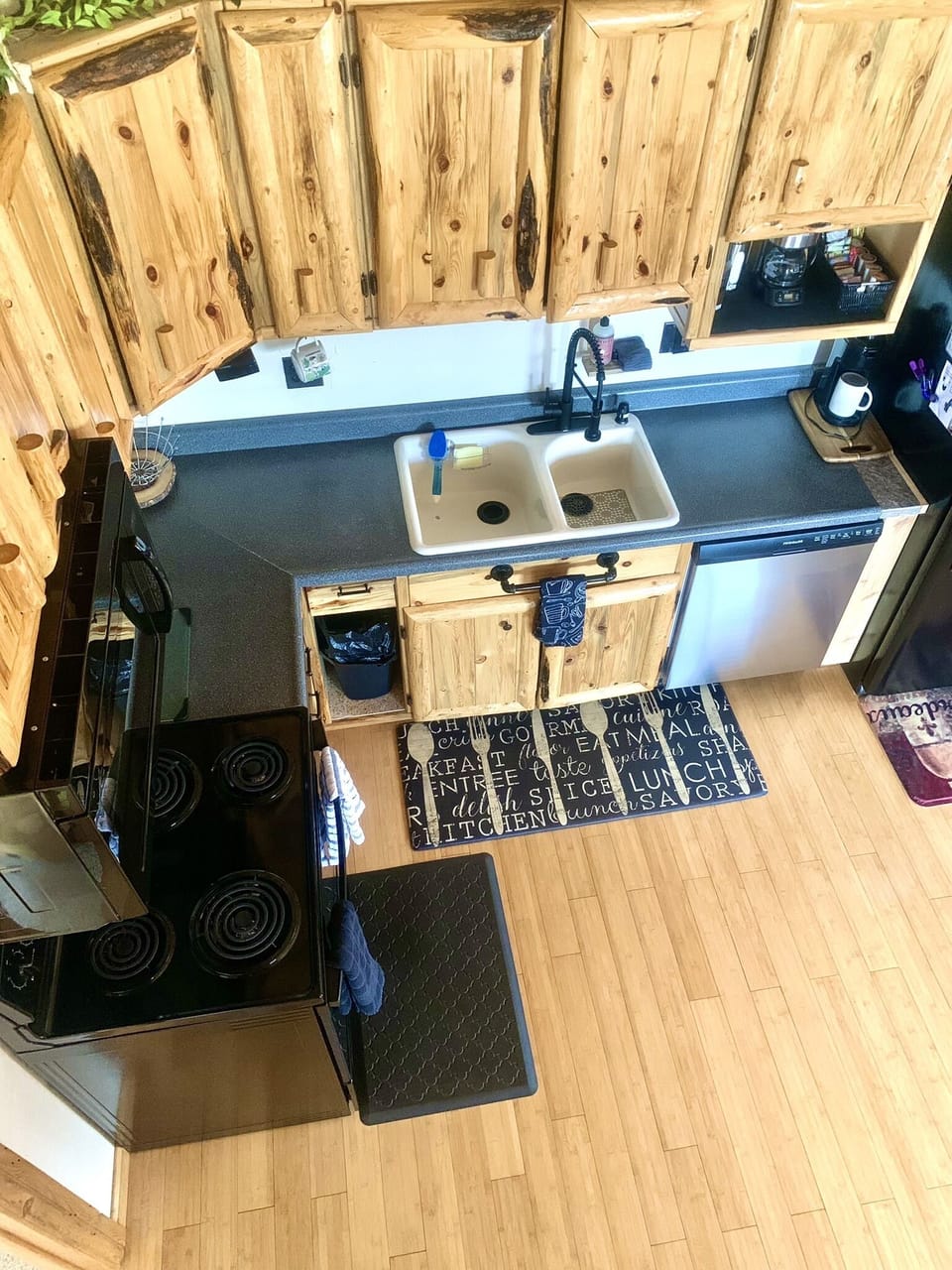 Aerial view of kitchen from the loft